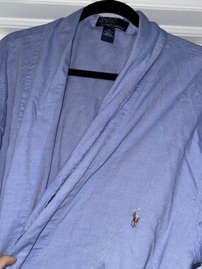 Polo Ralph Lauren Blue Oversized Robe Lightweight Coat Open Front S/M Unisex